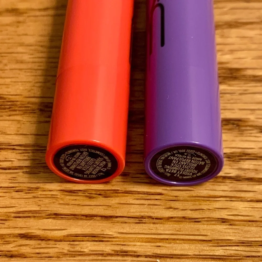(2) M.A.C Squirt Plumping Gloss Stick VIOLET BETA HEAT SENSOR *USED* Set Purple